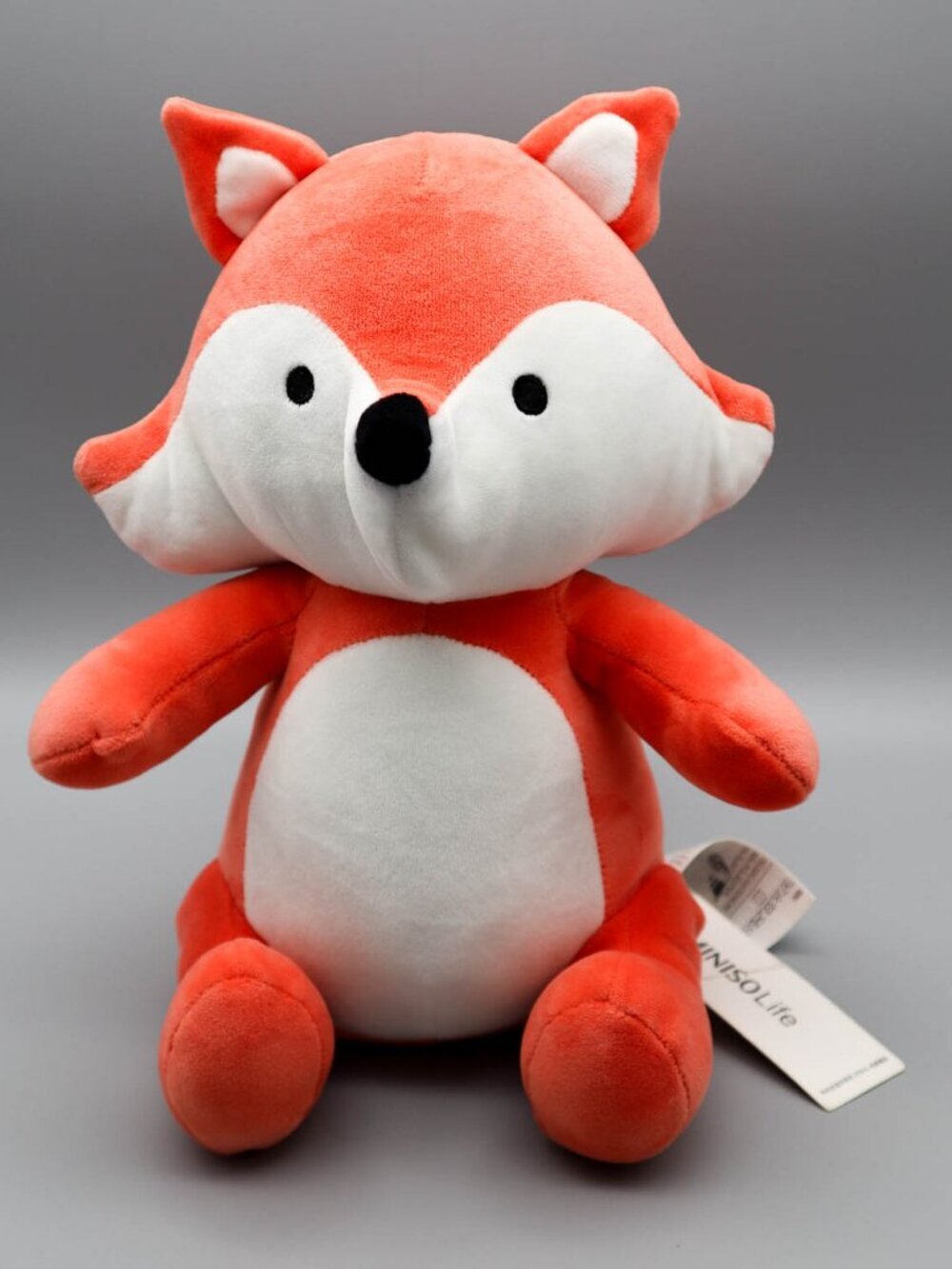 Miniso Life Soft Plush Fox Stuffed Animal Orange & White 12"H Kawaii Squishy